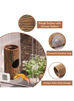 Kathson kathson Resin Hide Cave for Gecko,Reptile Hollow Tree Trunk with Suction Cups,Hideway Caverns Lizard Climbing Toys Tank Accessories for Hermit Crab Snakes Frog Spider  - Image 4