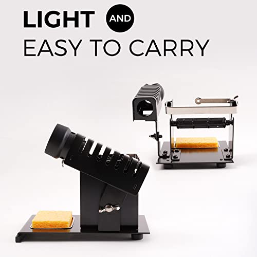 Noah Premium Soldering Iron Holder with Soldering Wire Feeder and Sponge, Soft sponge Tip Cleaner Kit, Heavy Metal Base, Black - Image 2