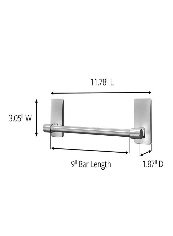 Command Hand Towel Bar Satin Nickel with 4 Water Resistant Command Strips, 9" Hand Towel Holder, Holds up to 3 lb, Great for Bathroom Décor on the Wall, Inside the Cabinet, or in the Shower - Image 2