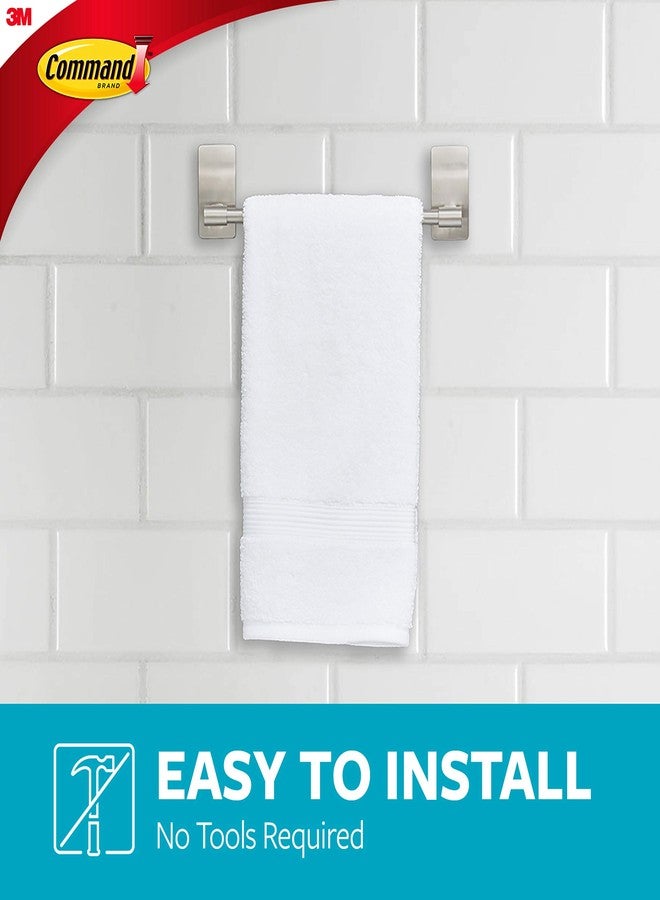 Command Hand Towel Bar Satin Nickel with 4 Water Resistant Command Strips, 9" Hand Towel Holder, Holds up to 3 lb, Great for Bathroom Décor on the Wall, Inside the Cabinet, or in the Shower - Image 4