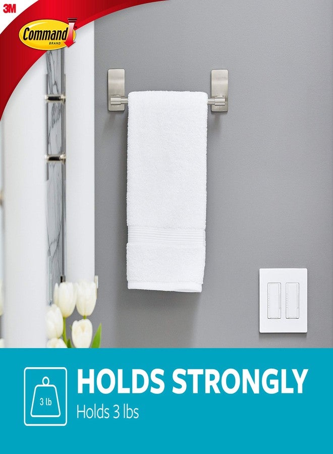 Command Hand Towel Bar Satin Nickel with 4 Water Resistant Command Strips, 9" Hand Towel Holder, Holds up to 3 lb, Great for Bathroom Décor on the Wall, Inside the Cabinet, or in the Shower - Image 3