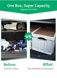 GROIC Plastic Storage Bag Box, Foldable Storage Box with Wooden Lid, Stackable Storage Box, Camping Storage Box, Camping Picnic Supplies  - Image 2