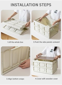 GROIC Plastic Storage Bag Box, Foldable Storage Box with Wooden Lid, Stackable Storage Box, Camping Storage Box, Camping Picnic Supplies  - Image 4