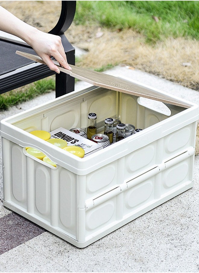 GROIC Plastic Storage Bag Box, Foldable Storage Box with Wooden Lid, Stackable Storage Box, Camping Storage Box, Camping Picnic Supplies  - Image 5