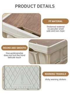 GROIC Plastic Storage Bag Box, Foldable Storage Box with Wooden Lid, Stackable Storage Box, Camping Storage Box, Camping Picnic Supplies  - Image 3