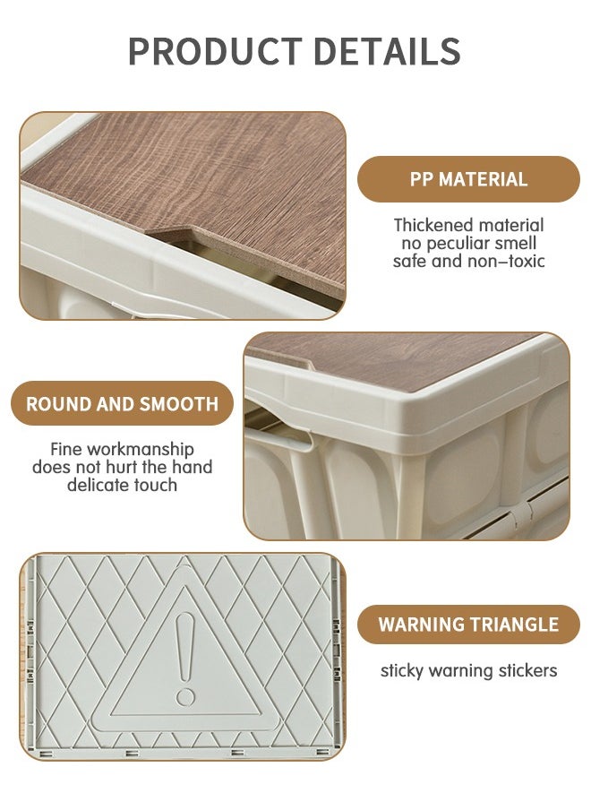 GROIC Plastic Storage Bag Box, Foldable Storage Box with Wooden Lid, Stackable Storage Box, Camping Storage Box, Camping Picnic Supplies  - Image 3
