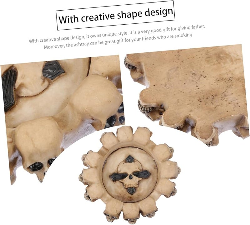 Black Resin Skull Ashtray Vintage Decor For Home Office Party Smoking Accessory - Image 5