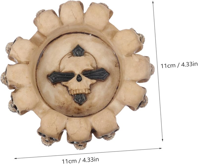 Black Resin Skull Ashtray Vintage Decor For Home Office Party Smoking Accessory - Image 3