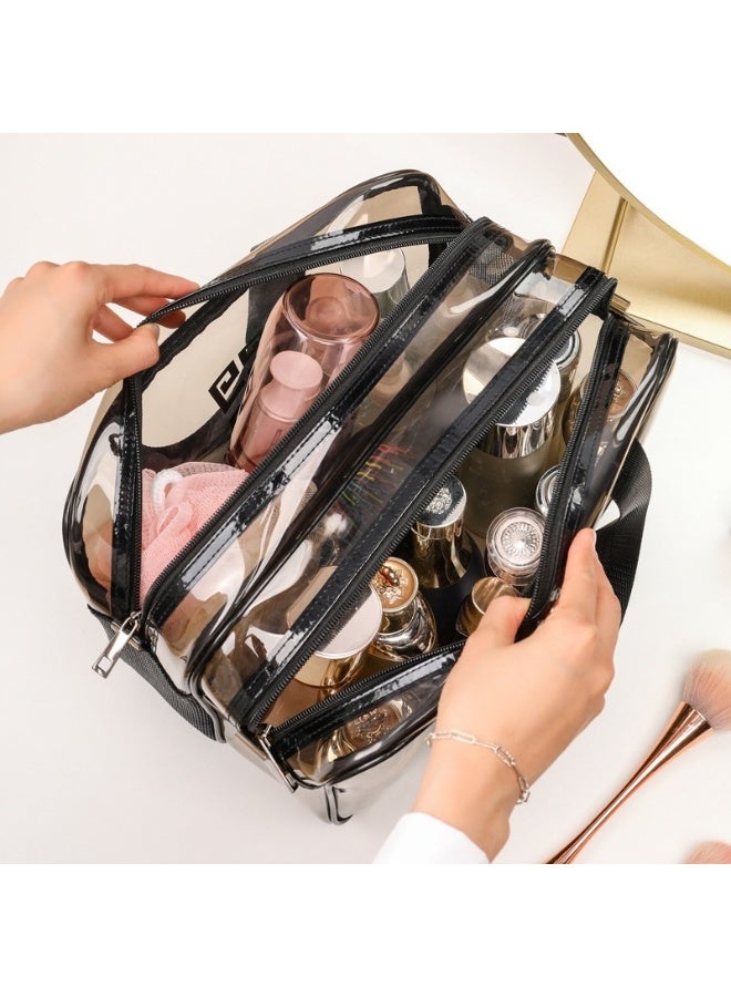 Double-layer thickened transparent PVC makeup bag with wet and dry separation, waterproof for swimming, large-capacity fitness and toiletry storage - Image 3