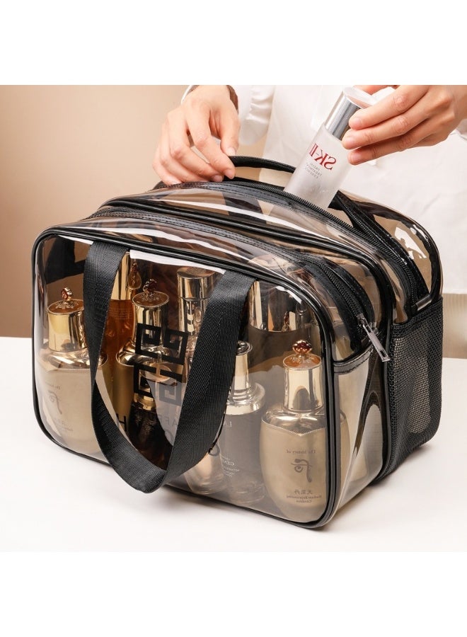 Double-layer thickened transparent PVC makeup bag with wet and dry separation, waterproof for swimming, large-capacity fitness and toiletry storage - Image 5