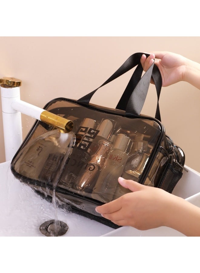 Double-layer thickened transparent PVC makeup bag with wet and dry separation, waterproof for swimming, large-capacity fitness and toiletry storage - Image 4
