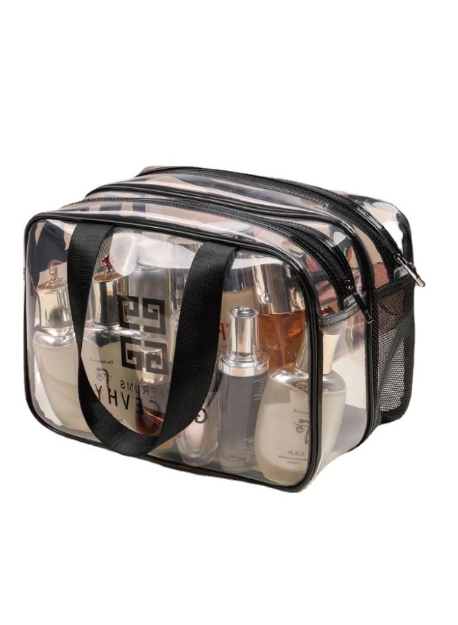 Double-layer thickened transparent PVC makeup bag with wet and dry separation, waterproof for swimming, large-capacity fitness and toiletry storage - Image 2