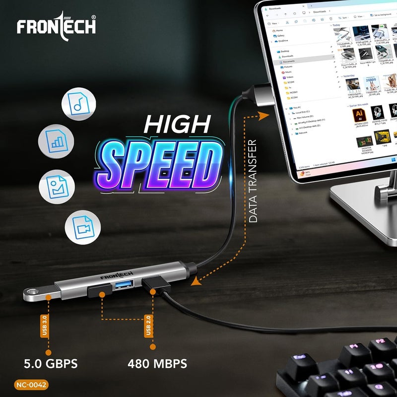 FRONTECH Multiport HUB,USB 3.0, 3X USB 2.0,Compact Metal Design, Multi OS Compatible. (NC-0042) - Image 3