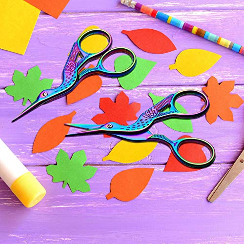 Acronde 2PCS Vintage Stork Shape Sewing Scissors Stainless Steel Tailor Scissors Sharp Sewing Shears for Embroidery, Craft, Art Work & Everyday Use (Colorful) - Image 3