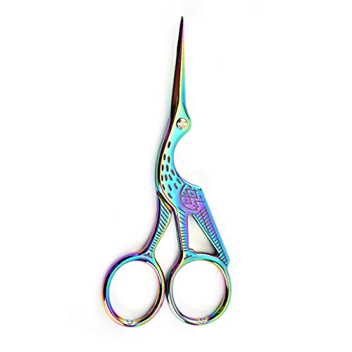 Acronde 2PCS Vintage Stork Shape Sewing Scissors Stainless Steel Tailor Scissors Sharp Sewing Shears for Embroidery, Craft, Art Work & Everyday Use (Colorful) - Image 2