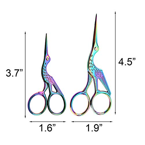 Acronde 2PCS Vintage Stork Shape Sewing Scissors Stainless Steel Tailor Scissors Sharp Sewing Shears for Embroidery, Craft, Art Work & Everyday Use (Colorful) - Image 5