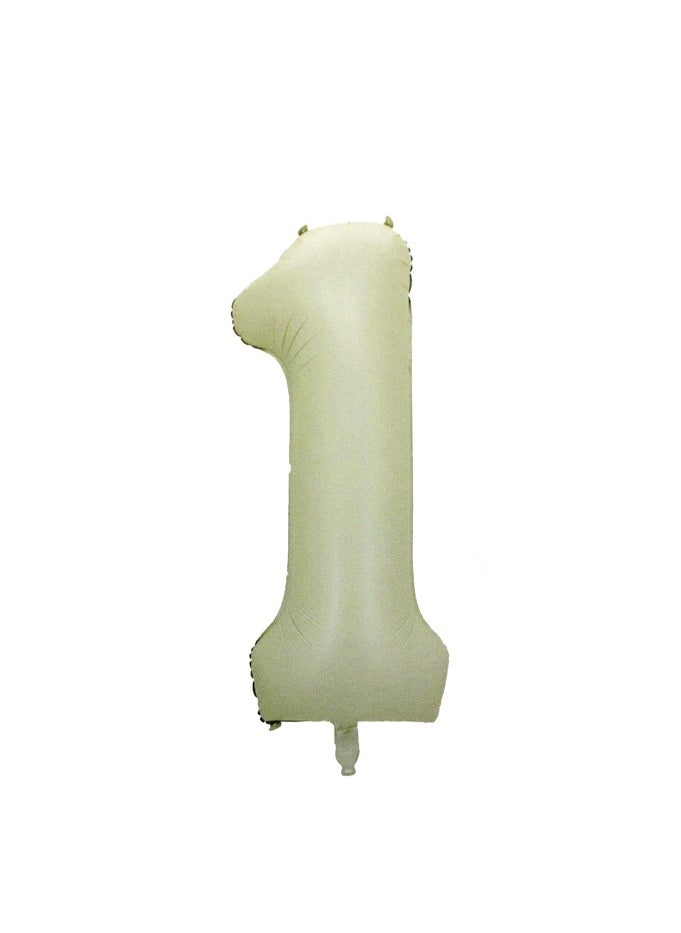 PARTY FUN Foil Number Balloon 32 Inch, Cream Elegance, Number 1  - Image 1
