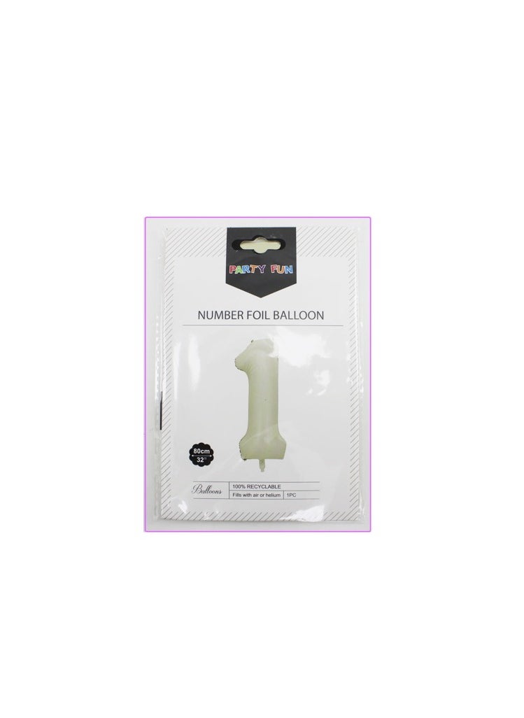 PARTY FUN Foil Number Balloon 32 Inch, Cream Elegance, Number 1  - Image 3