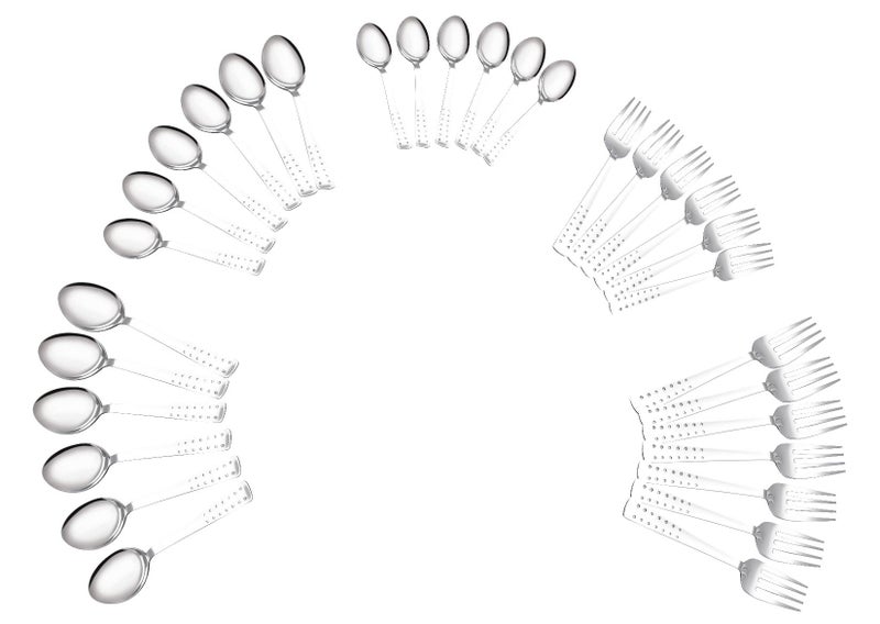 Petals Stainless Steel Cutlery, Set of 30-6 Each of Baby Spoon,Tea Spoon,Coffee Spoon,Baby Fork and Tea Fork - Image 1