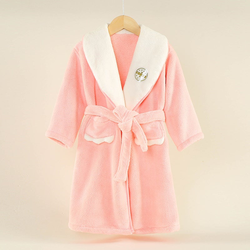 general Kids Coral Fleece Bathrobe Thick Warm Absorbent Long Sleepwear for Autumn Winter - Image 1