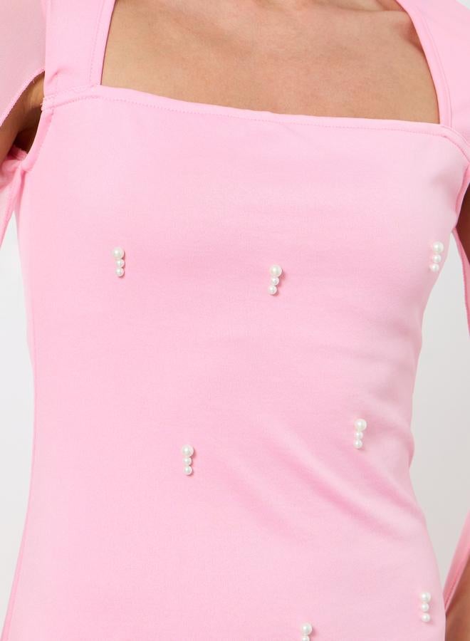 تايك تو فستان ماكسي نسائي مزين بأكمام واسعة - Image 4