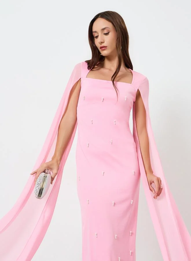 تايك تو فستان ماكسي نسائي مزين بأكمام واسعة