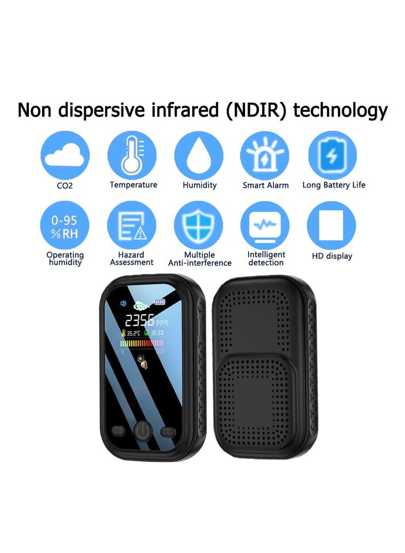 Mini CO2 Detector,  Portable Air Quality Monitor, Multi-Function Temperature Humidity Meter, Air Quality Meter Detects PM2.5, PM10, PM1.0 with Alarm for Home Indoor Travel - Image 4