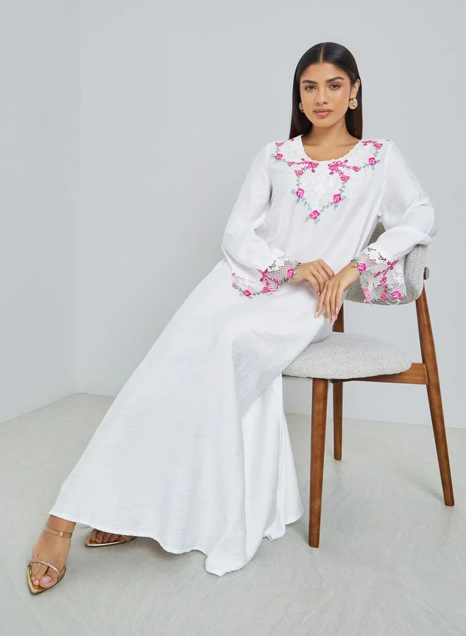 White Embroidered Jalabiya