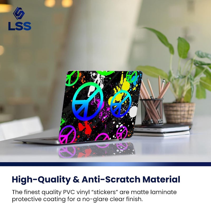 Lss 15 15.6 inch Laptop Notebook Skin Sticker Cover Art Decal Fits 13.3" 14" 15.6" 16" HP Dell Lenovo Apple Asus Acer Compaq (Free 2 Wrist Pad Included) Peace Signs - Image 4