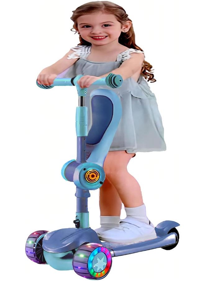 Generic - Entiq Toddler Scooter for Kids Ages 3-12 Years Old Boy Girl with 3 Wheel LED Lights, Extra-Wide Childrens Foldable Kick Scooter Kids Ages 3-12 with 4 Adjustable Height and Lean-to-Steer (Blue) - Image 1