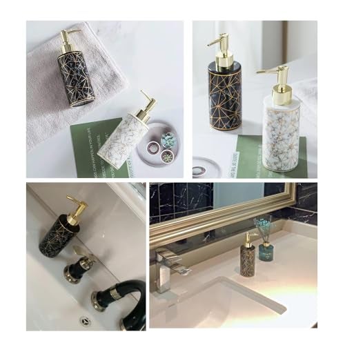 AORTULL Ceramic Gold Soap Dispenser,10OZ Refill Hand Dish Liquid Soap Pump Dispenser for Bathroom Kitchen - Image 5