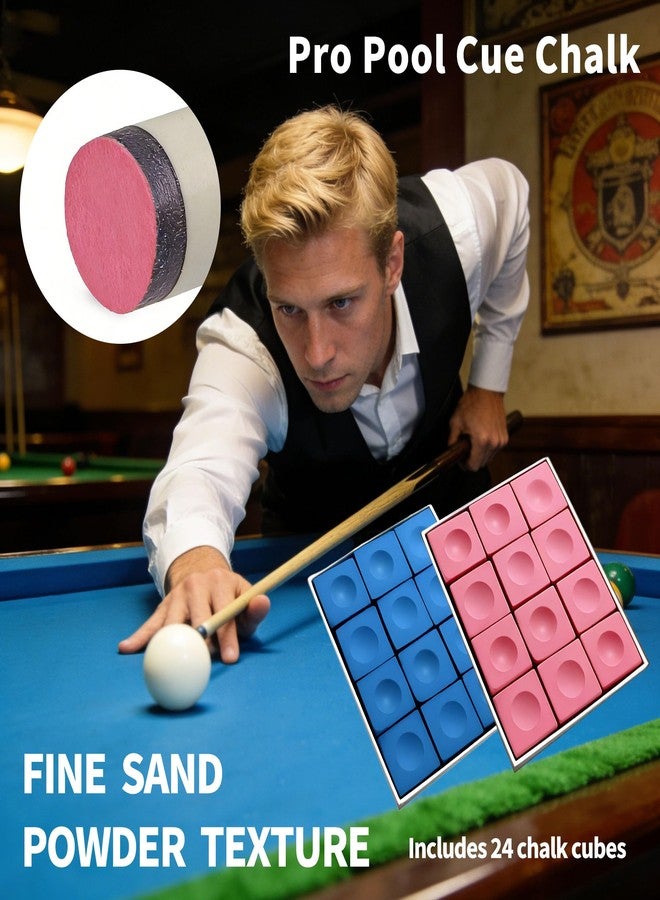 AKLOT Professional Pool Cue Chalk, 24 Cubs Billiard Chalk with Storage Box Fine Powder Pool Chalk Cubes 2 Colors Billiard Cue Chalk Suitable for Each Cue Tip Size (Red and Blue) - Image 4