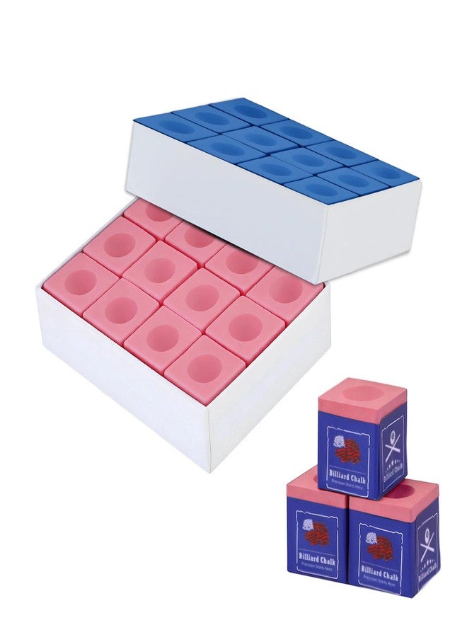 AKLOT Professional Pool Cue Chalk, 24 Cubs Billiard Chalk with Storage Box Fine Powder Pool Chalk Cubes 2 Colors Billiard Cue Chalk Suitable for Each Cue Tip Size (Red and Blue) - Image 1