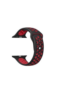 Generic Bands Compatible for Apple Watch Series 7 Band 41mm 40mm 38mm Women Men,Durable Breathable Sport Soft Silicone Replacement Bands Compatible for iWatch 6 5 4 3 2 1 SE,Black & Red,M/L 