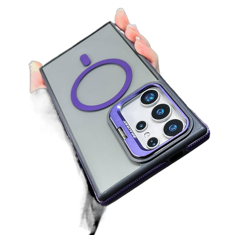 MagSafe Samsung Galaxy S24 Ultra TPU Case Protective + PC with Kickstand and Anti Slip Grip in Purple for Indoor Use - Image 1