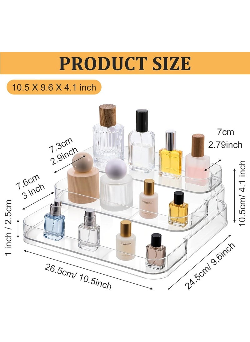3-Tier Acrylic Display Shelf, Vanity Organizer Stand for Perfume, Makeup, Cosmetics, Cupcakes, Plastic Figures, Multi-Functional Transparent Display Risers for Home, Bathroom, Office, and Retail, Elegant and Space-Saving Organizer-Clear - Image 3