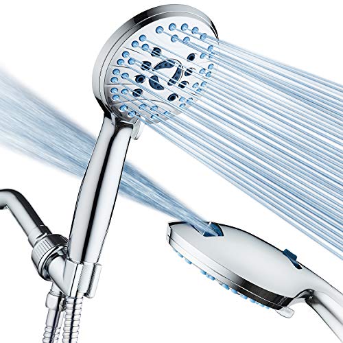 Hotel Spa AquaCare High Pressure 8-Mode Handheld Shower Head - Anti-clog Nozzles, Built-in Power Wash to Clean Tub, Extra Long 6 ft. Stainless Steel Hose, Wall & Overhead Brackets - Image 1