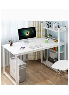 AGD Computer Desk with Storage Shelves Home Office Desk with Bookshelf Study Writing Table Corner Desk PC Laptop Desk with Strong Legs (120 * 55 * 110 cm)  - Image 1