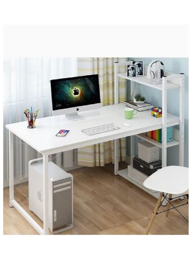 AGD Computer Desk with Storage Shelves Home Office Desk with Bookshelf Study Writing Table Corner Desk PC Laptop Desk with Strong Legs (120 * 55 * 110 cm)  - Image 1