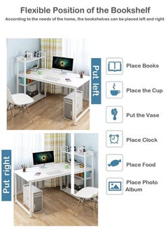 AGD Computer Desk with Storage Shelves Home Office Desk with Bookshelf Study Writing Table Corner Desk PC Laptop Desk with Strong Legs (120 * 55 * 110 cm)  - Image 2