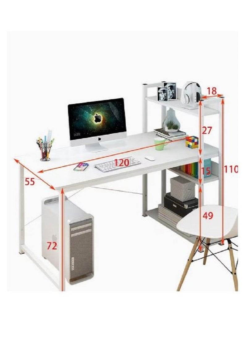 AGD Computer Desk with Storage Shelves Home Office Desk with Bookshelf Study Writing Table Corner Desk PC Laptop Desk with Strong Legs (120 * 55 * 110 cm)  - Image 5