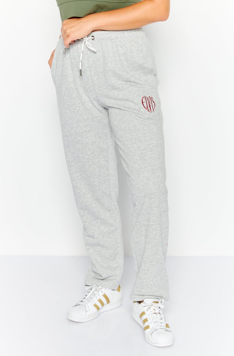 ELVIS Women Regular Fit Embroidered Logo Jogger Pants, Grey  - Image 1