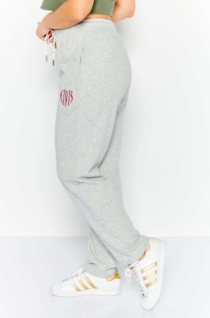 ELVIS Women Regular Fit Embroidered Logo Jogger Pants, Grey  - Image 3