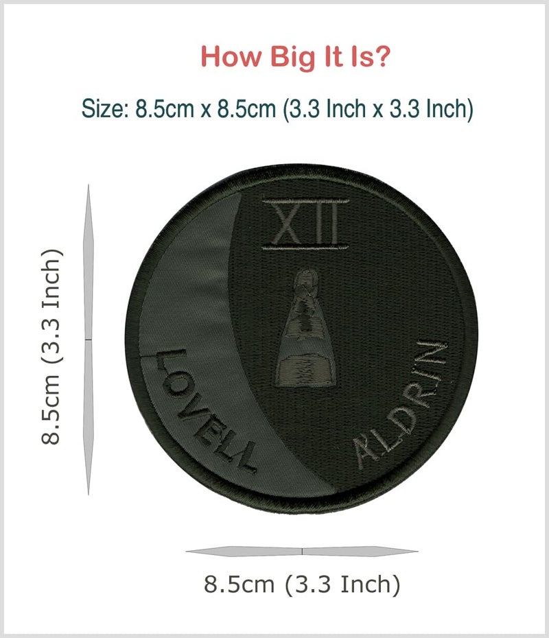 Lovell Aldrin deep Olive Applique Embroidered Sewon Patch Size 85cm x 85cm for Jackets TShirts Bags Jeans Pants Outdoor Clothing Imported from Malaysia 1 Piece Code S51  - Image 2