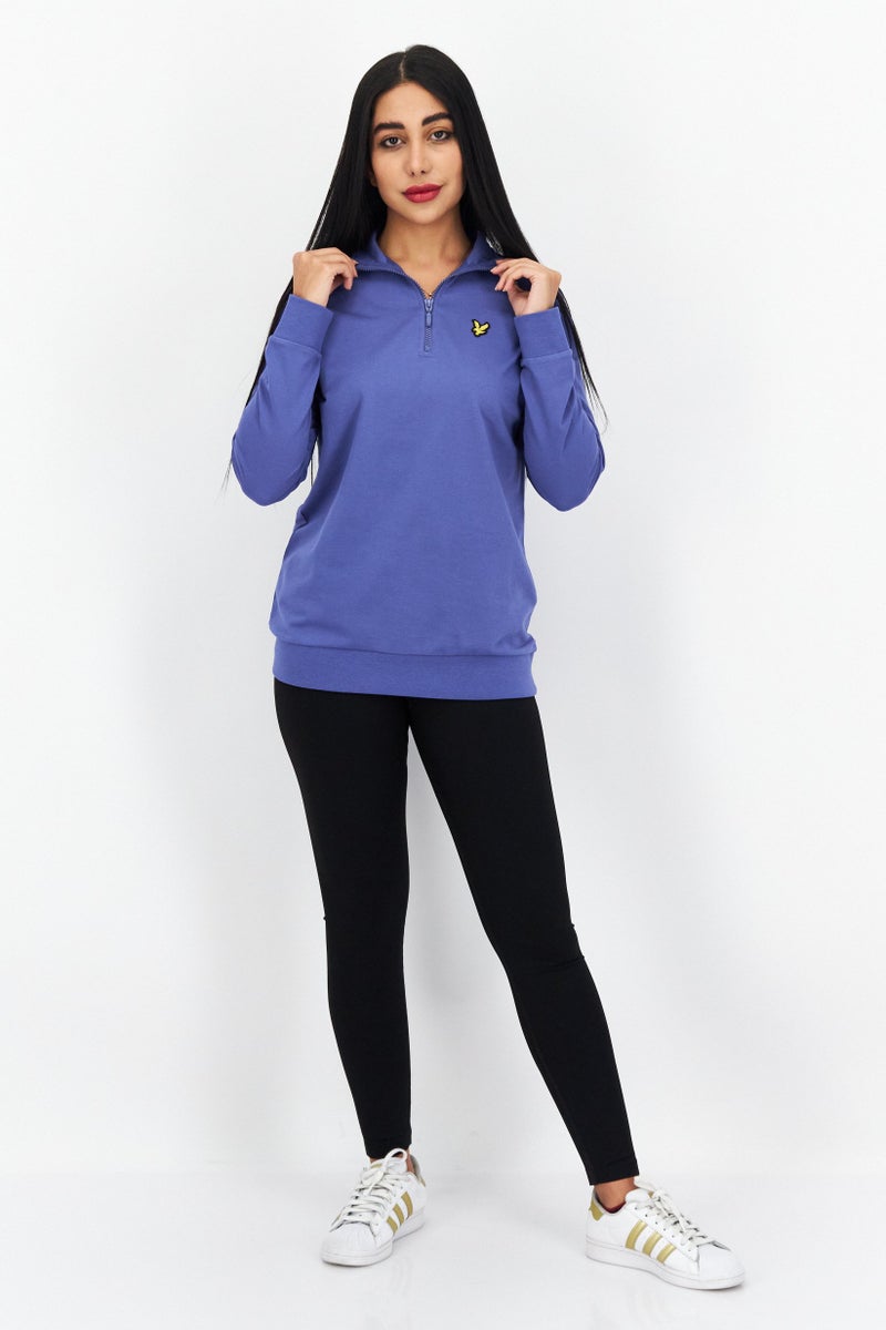 Lyle & Scott Women High Neck  Brand Logo Sweatshirt, Blue - Image 2