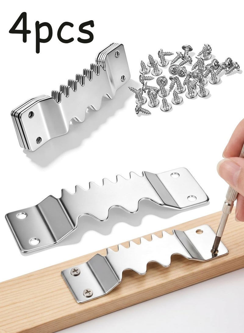 4 Pcs Heavy Duty Sawtooth Picture Hangers, Silver Iron Frame Hooks with Screws, 300 lbs Load Bearing for Paintings Canvas Clocks Wall Decor - Image 1