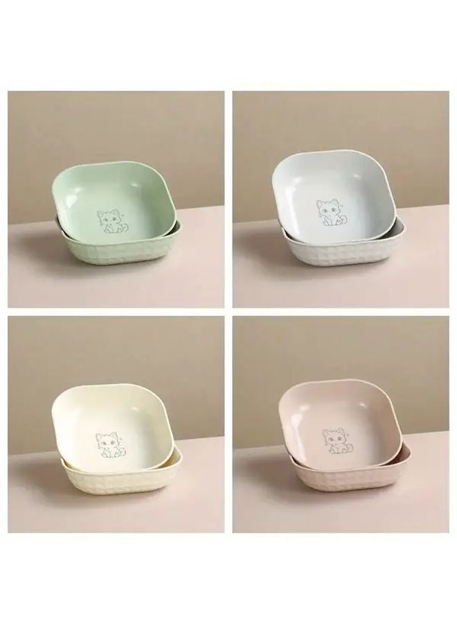 4 Piece Set Cat Bowls Leak Proof Anti Fatigue Shallow Pet Food Dish Set - Image 3
