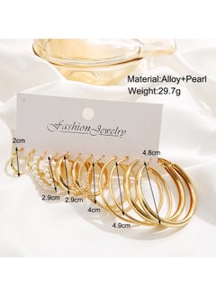 6 Pairs Earrings for Women, Girl, Lady Lightweight Gold Alloy Pearl Stud Ear pendants Earrings Fashion Geometric Statement Dangle Drop Earrings for Couple Gift Women Gift Metal Earrings