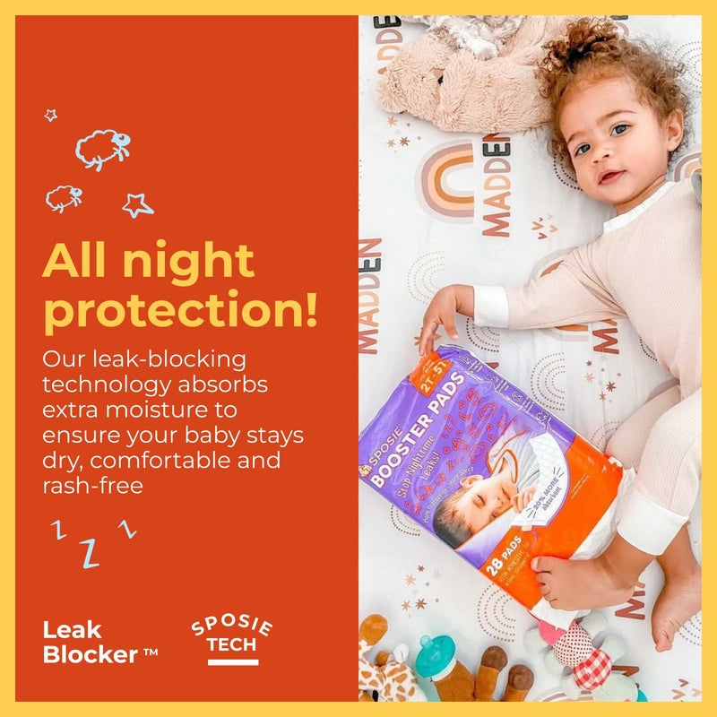 Select Kids وسادات تعزيز الحفاضات من سبوسي مع لاصق، تناسب أحجام الحفاضات من 2T-5T، وسادات حفاضات للأطفال لليلة، بطانات حفاضات للحفاضات الليلية، حفاضات ليلية، 28 قطعة/ - Image 2