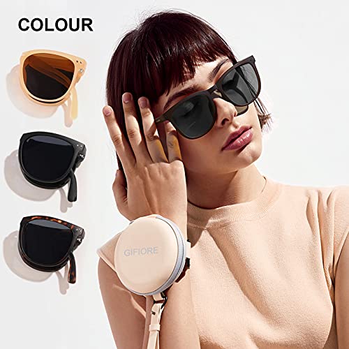 GIFIORE Folding Polarized Sunglasses for Women Men Foldable Sun Glasses for Driving Black Shades with Case,Ultralight,19g - Image 2